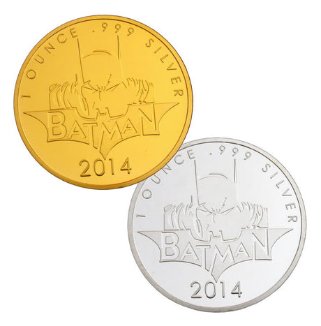 Batman Superhero Comic Colored 24K Gold & Silver Plated Coins