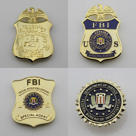 US FBI Special Agent Badge Solid Copper Replica Movie Props (4 optional)