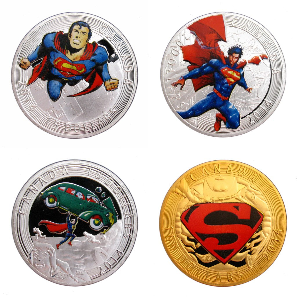 A Set of 4 Pieces 2014 Superman Cartoon Comic Commemorative Coins