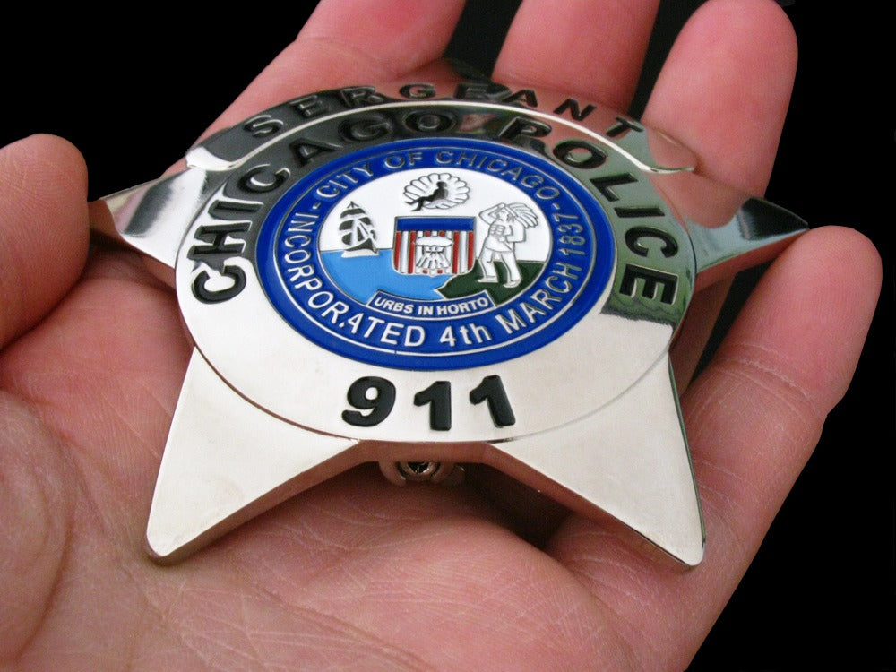 Chicago Sergeant Police Badge Solid Copper Replica Movie Props With Number 911