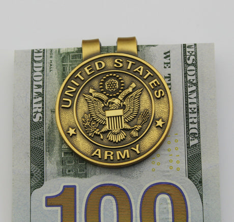 US Army Badge Solid Copper Pocket Money Clip 1.5"