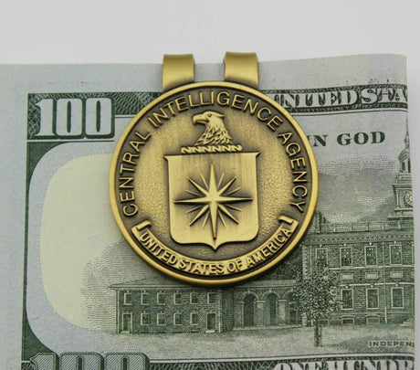 US CIA Badge Solid Copper Pocket Money Clip 1.5"