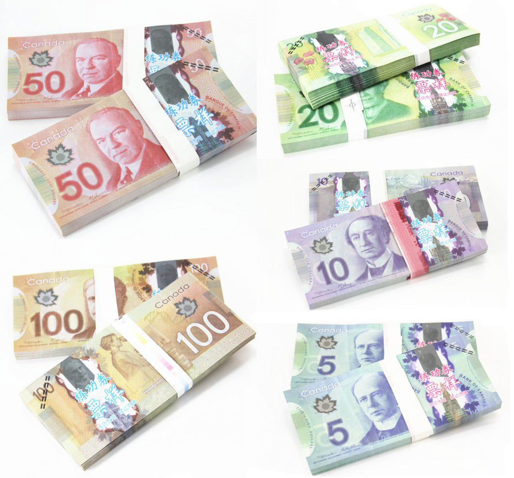 Canadian Dollar CAD Banknotes Paper Play Money Movie Props