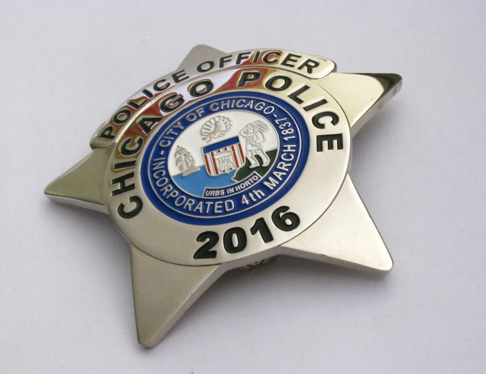 Chicago Police Officer Police Badge Solid Copper Replica Movie Props With Number 2016
