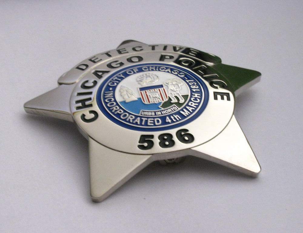 Chicago Detective Police Badge Solid Copper Replica Movie Props With Number 586