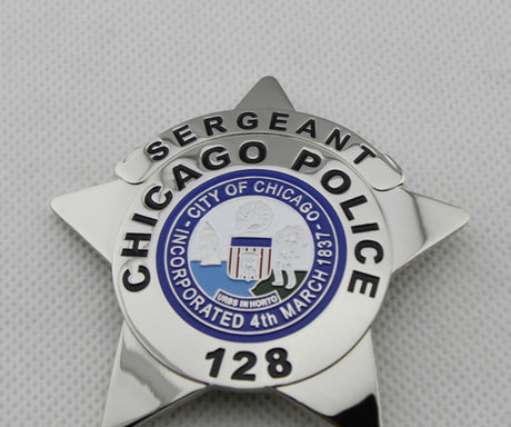 Chicago Sergeant Police Badge Solid Copper Replica Movie Props With Number 128