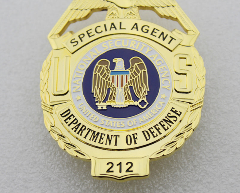 US Department of Defense Special Agent Badge Solid Copper Replica Movie Props With Number 212