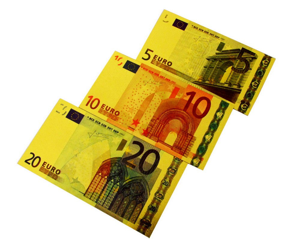 7 Pieces of EURO Gold Foil Prop Money Novelty Notes Banknotes Set