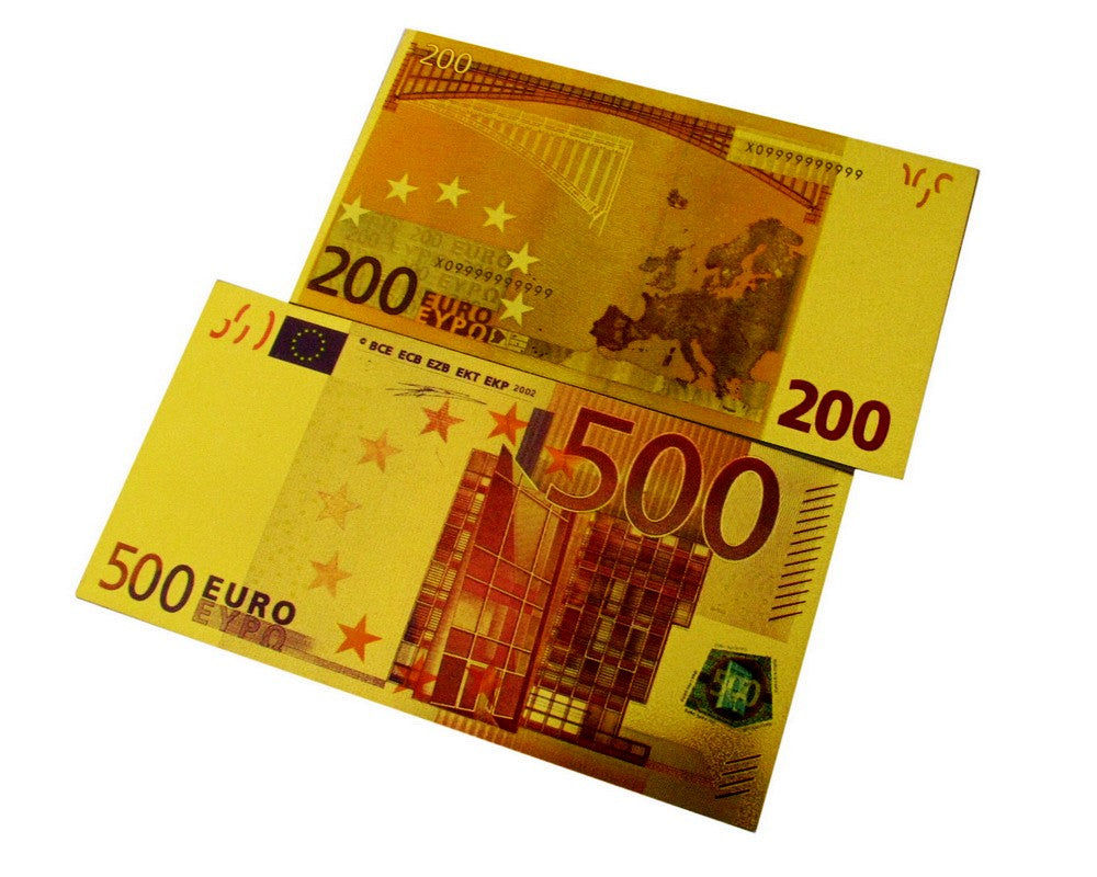 7 Pieces of EURO Gold Foil Prop Money Novelty Notes Banknotes Set