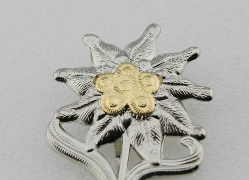 WWII German Officer Edelweiss Mountain Metal Cap Badge Insignia Replica Movie Props
