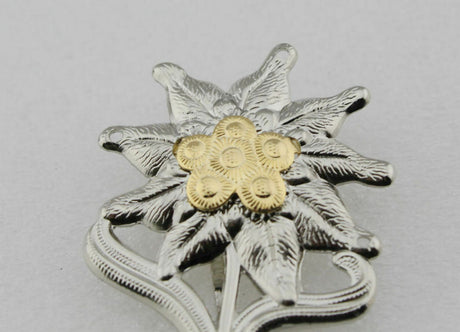 WWII German Officer Edelweiss Mountain Metal Cap Badge Insignia Replica Movie Props