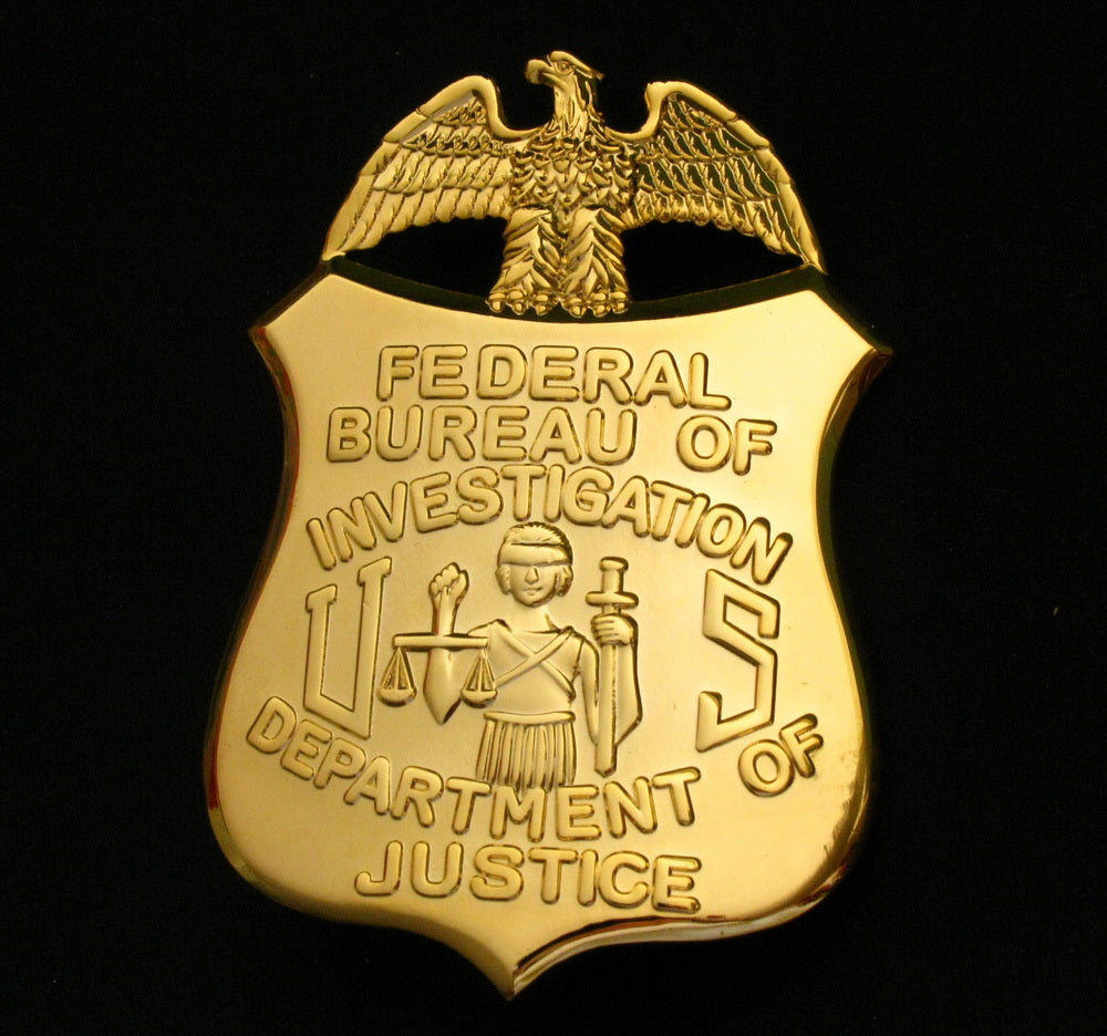 FBI Department of Justice Badge Solid Copper Replica Movie Props