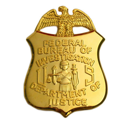 FBI Department of Justice Mini Badge Solid Copper Replica Movie Props 38*55mm