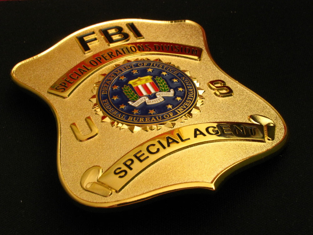 US FBI Special Operations Division Special Agent Badge Solid Copper Replica Movie Props