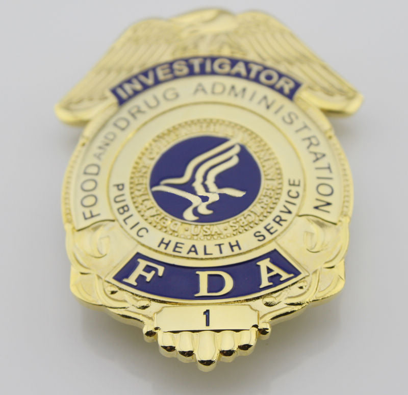 US FDA Investigator Badge Solid Copper Brooch Pin Replica Movie Props