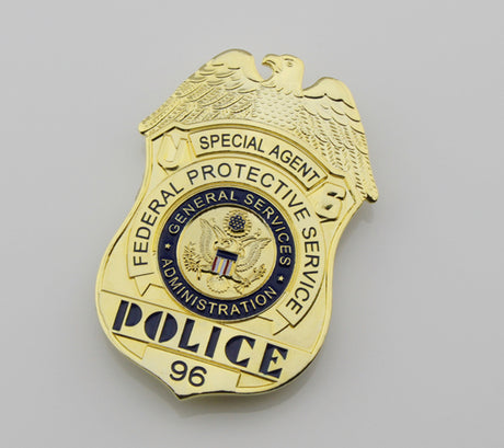 US FPS Special Agent Police Badge Solid Copper Replica Movie Props With Number 96