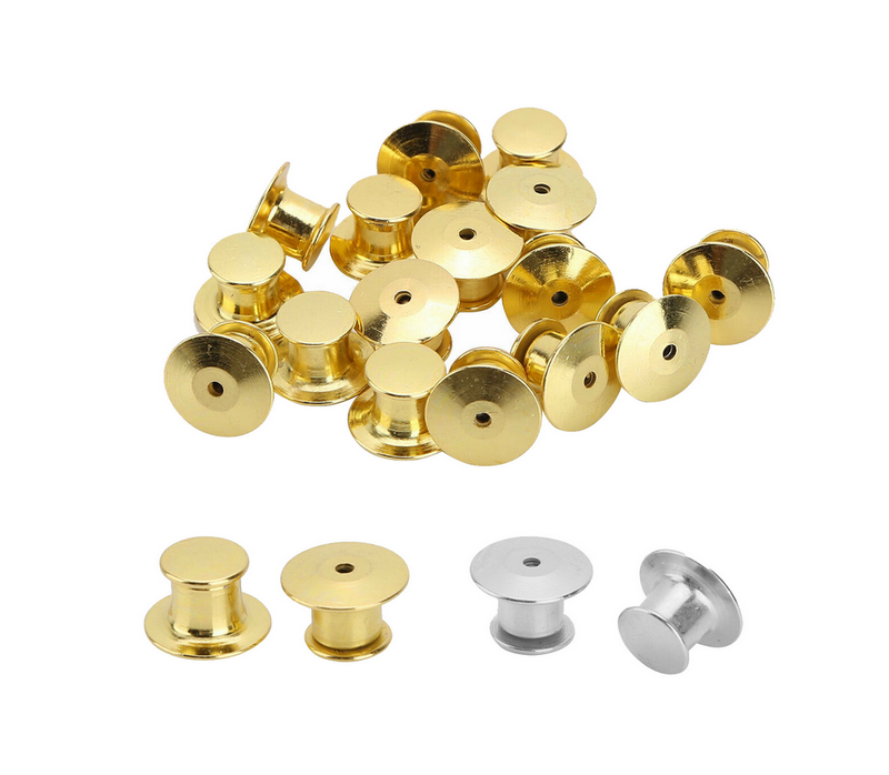Flathead Lapel Pin Backs Holder Clutch Clasp Solid Brass Locking Fastener Gold Silver