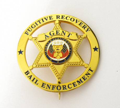 Fugitive Recovery Bail Enforcement Agent US Police Badge Solid Copper Brooch Replica