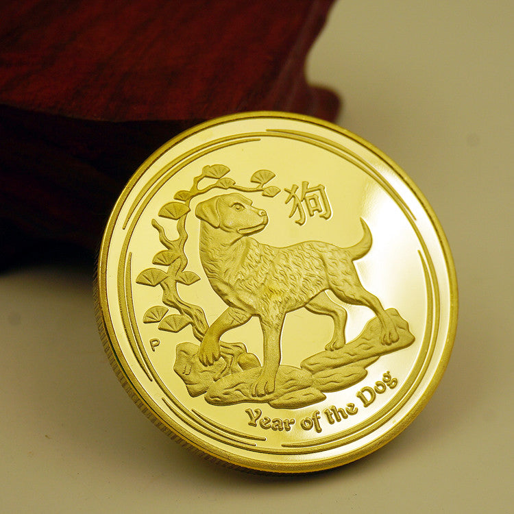 2018 Australia Lunar Zodiac Year Of the Dog 24K Gold Plated Coin
