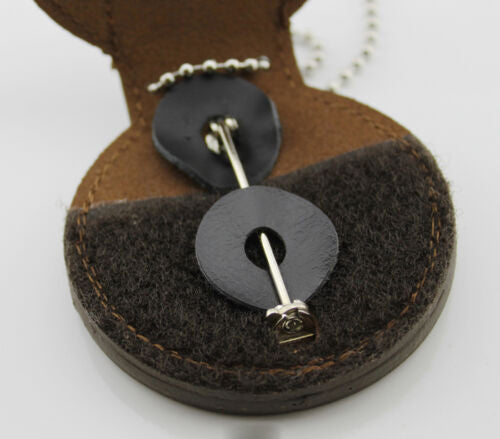 Support découpé en cuir véritable avec clip de ceinture en chaîne pour maréchal américain rond et autres insignes de police marron