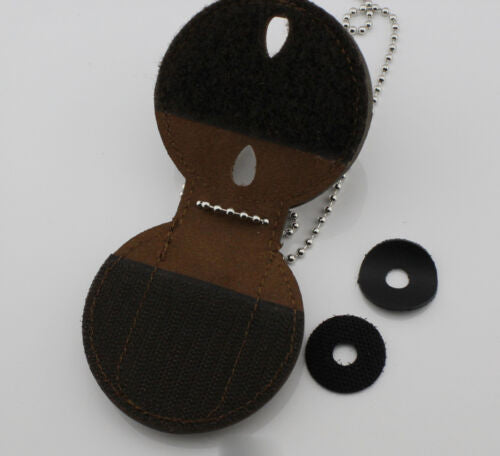 Support découpé en cuir véritable avec clip de ceinture en chaîne pour maréchal américain rond et autres insignes de police marron