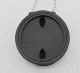 Genuine Leather Cut-out Holder With Chain Belt Clip For Round US MARSHAL & Other Police Badges Black