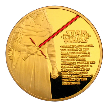 2016 Star Wars: The Force Awakens Kylo Ren Rey 24K Gold Plated Coin