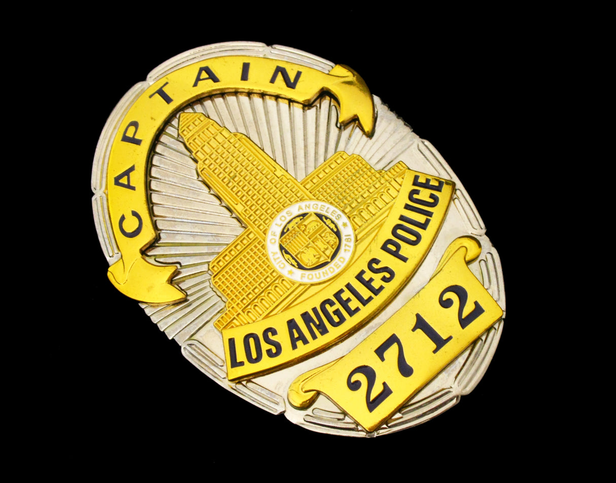 LAPD Los Angeles Police CAPTAIN Badge Solid Copper Replica Movie Props With Number 2712