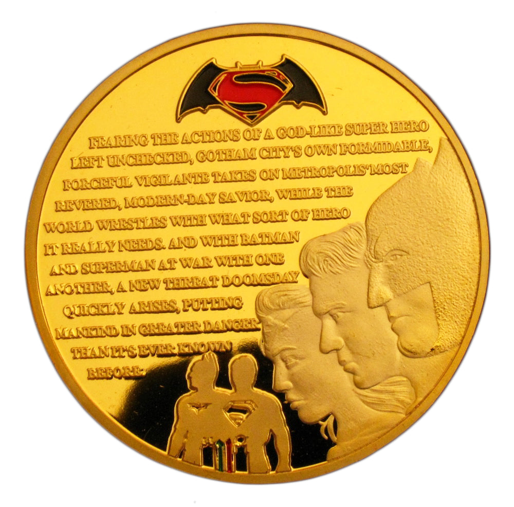 Sci-fi Movie Superhero Batman v Superman: Dawn of Justice 24K Gold Plated Coin