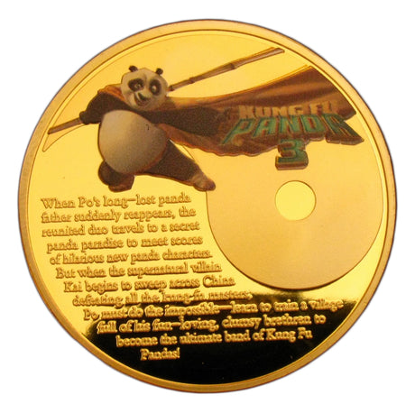 Kung Fu Panda 3 Po Cartoon Movie Colored 24K Gold Plated Coin