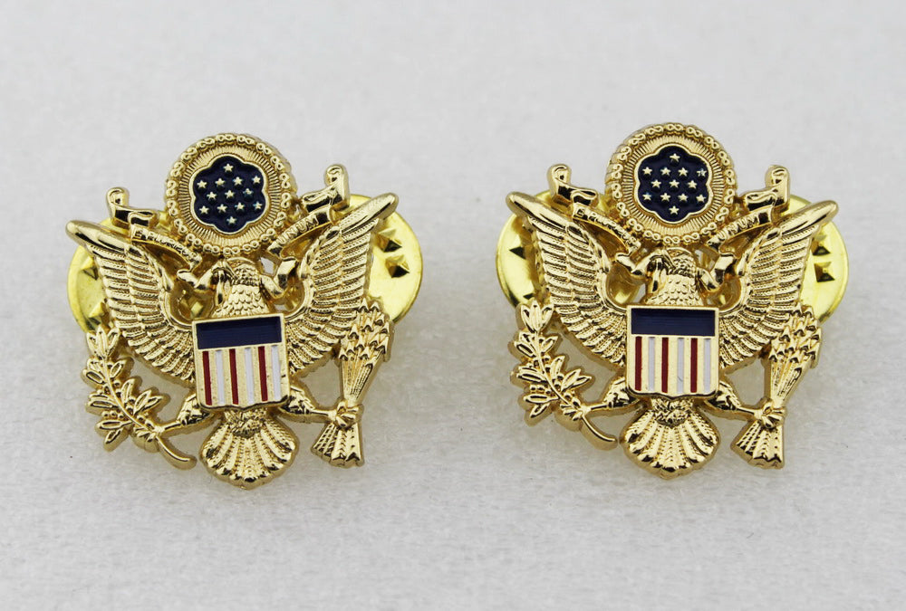 A Pair of US National Emblem Shoulder Collar Hat Cap Badge Cosplay Movie Props