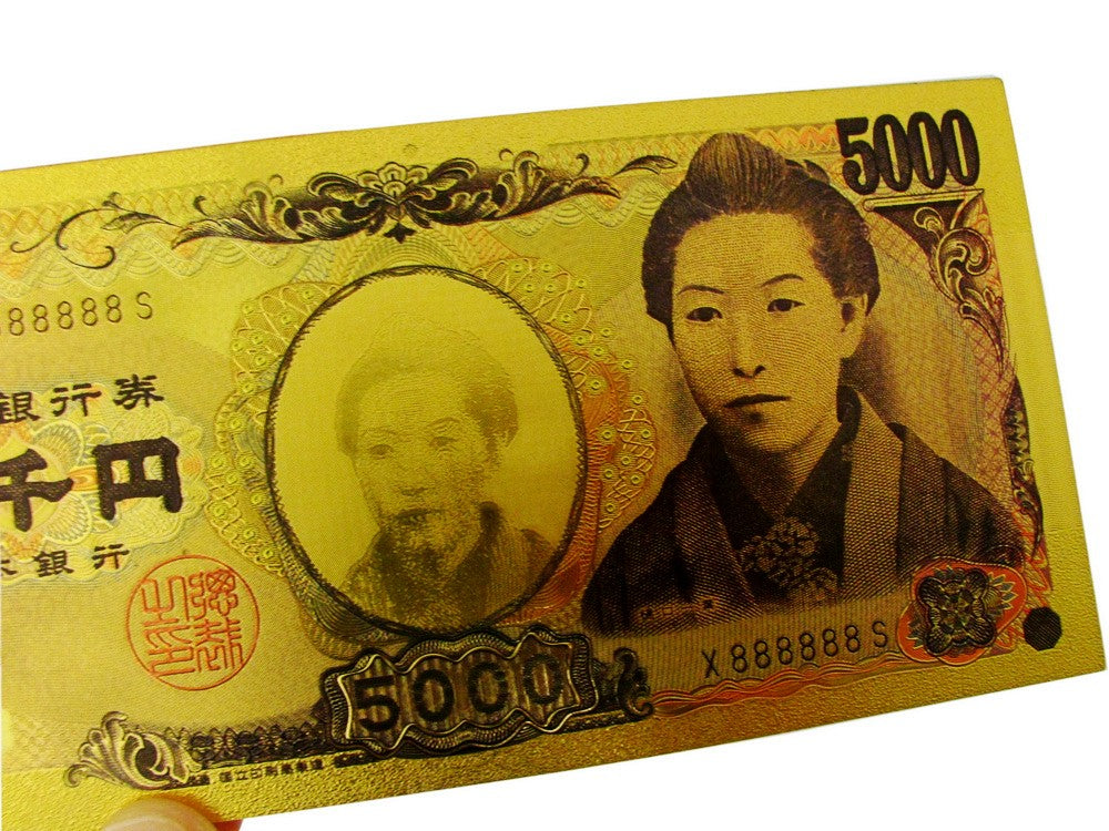 JPY 5000 Japanese Yen Gold Foil Prop Money Novelty Notes Banknotes