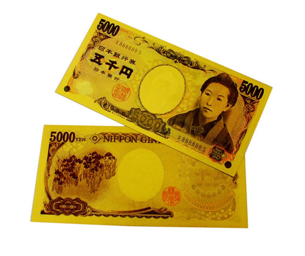 JPY 5000 Japanese Yen Gold Foil Prop Money Novelty Notes Banknotes