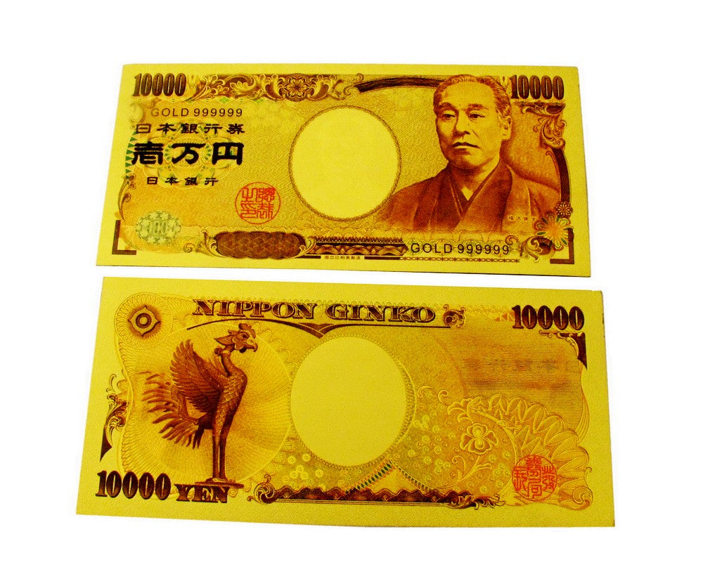 JPY 10000 Japanese Yen Gold Foil Prop Money Novelty Notes Banknotes