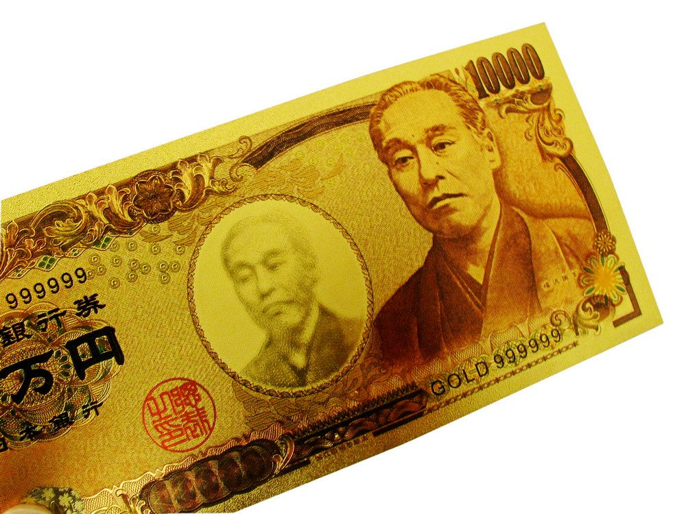 JPY 10000 Japanese Yen Gold Foil Prop Money Novelty Notes Banknotes