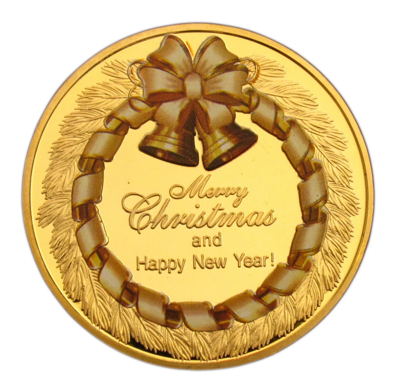 Christmas Eve Merry Christmas & Happy New Year Colored Commemorative Coins