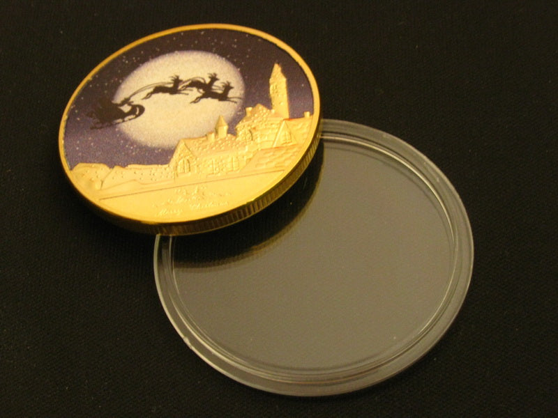 Christmas Eve Merry Christmas & Happy New Year Colored Commemorative Coins