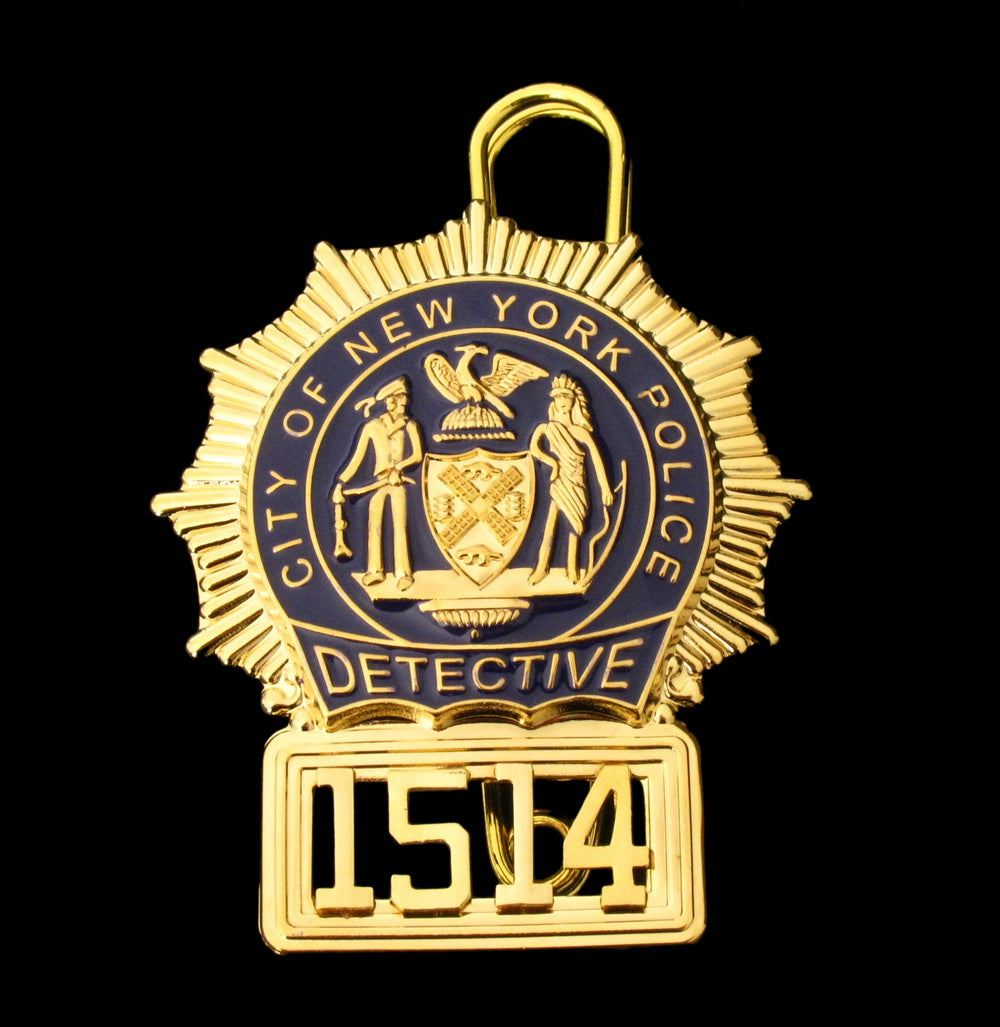 NYPD New York Police Detective Badge Solid Copper Replica Movie Props With No.1514