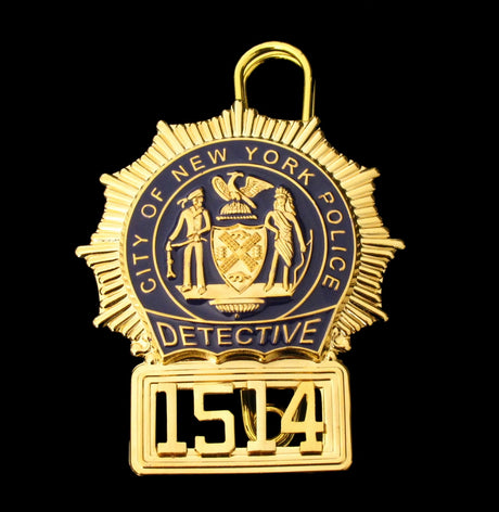 NYPD New York Police Detective Badge Solid Copper Replica Movie Props With No.1514