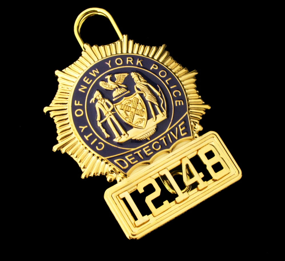 NYPD New York Police Detective Badge Solid Copper Replica Movie Props With No.12148
