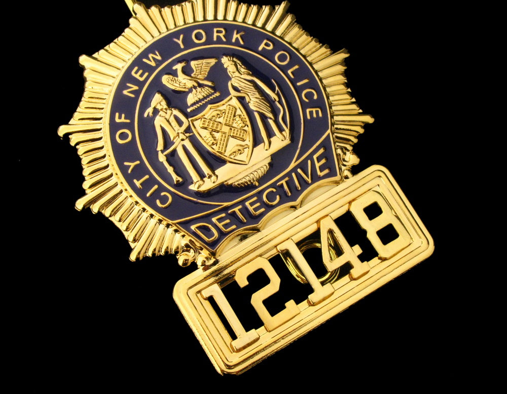 NYPD New York Police Detective Badge Solid Copper Replica Movie Props With No.12148