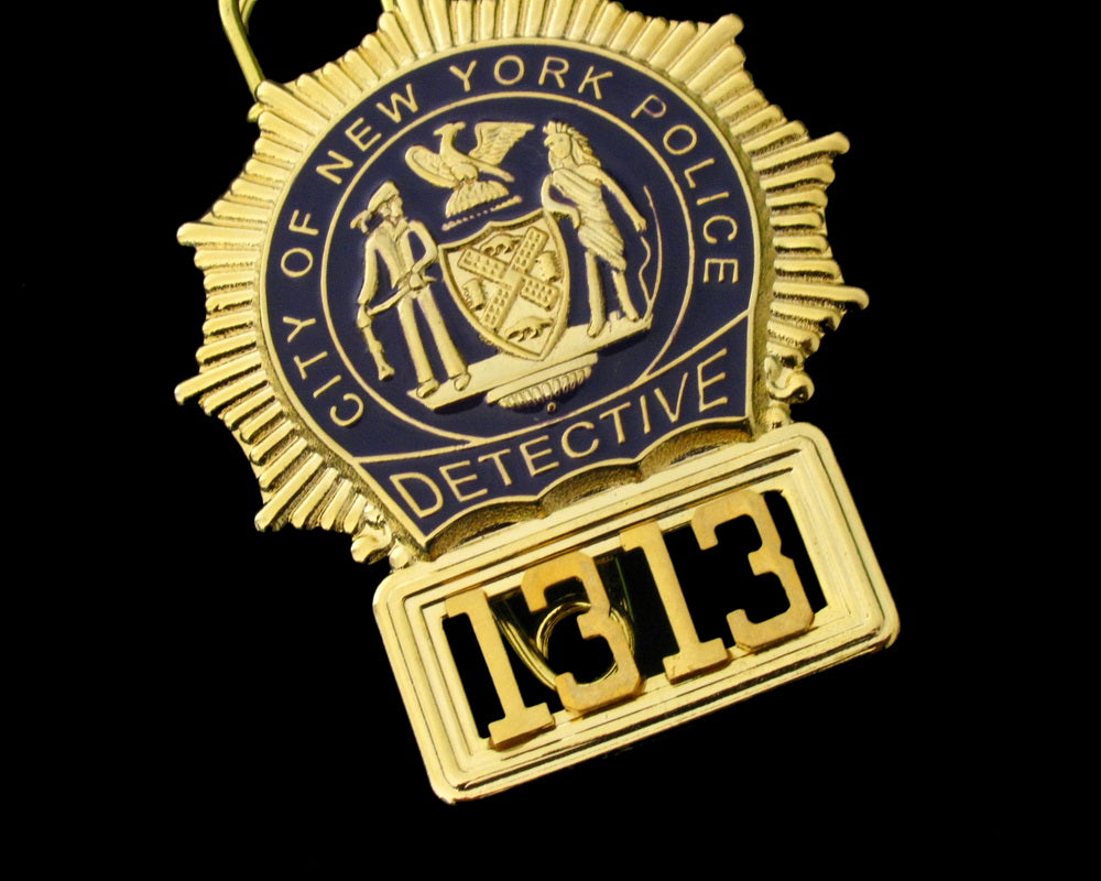 NYPD New York Police Detective Badge Solid Copper Replica Movie Props With No.1313