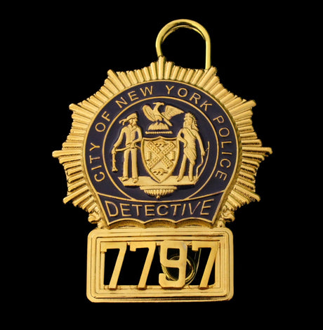 NYPD New York Police Detective Badge Solid Copper Replica Movie Props With No.7797