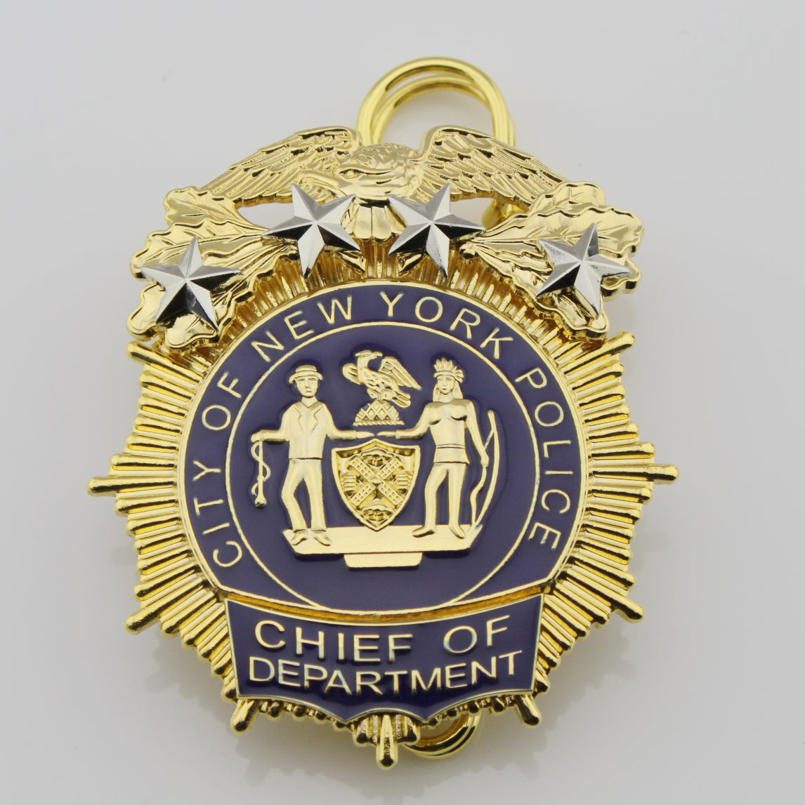 NY New York Police Badge Replica Movie Props 1/2/3/4 Star (Optional)