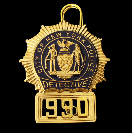 NYPD New York Police Detective Badge Solid Copper Replica Movie Props With No.990
