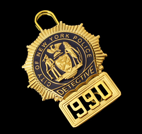 NYPD New York Police Detective Badge Solid Copper Replica Movie Props With No.990