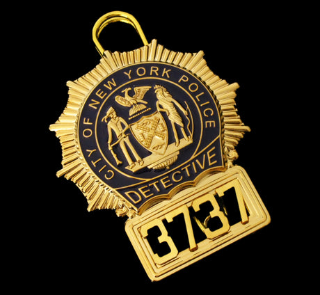NYPD New York Police Detective Badge Solid Copper Replica Movie Props With No.3737