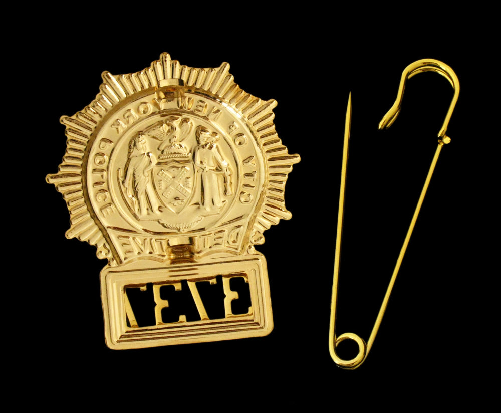 NYPD New York Police Detective Badge Solid Copper Replica Movie Props With No.3737