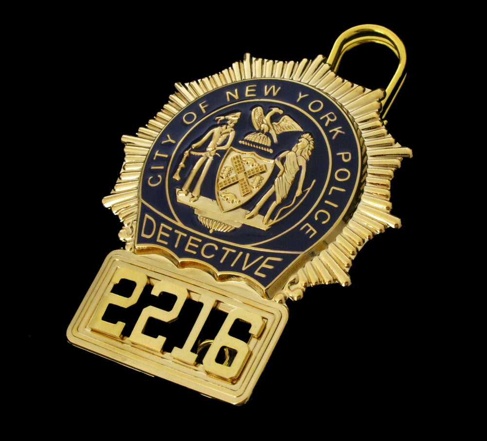 NYPD New York Police Detective Badge Solid Copper Replica Movie Props With No.2216