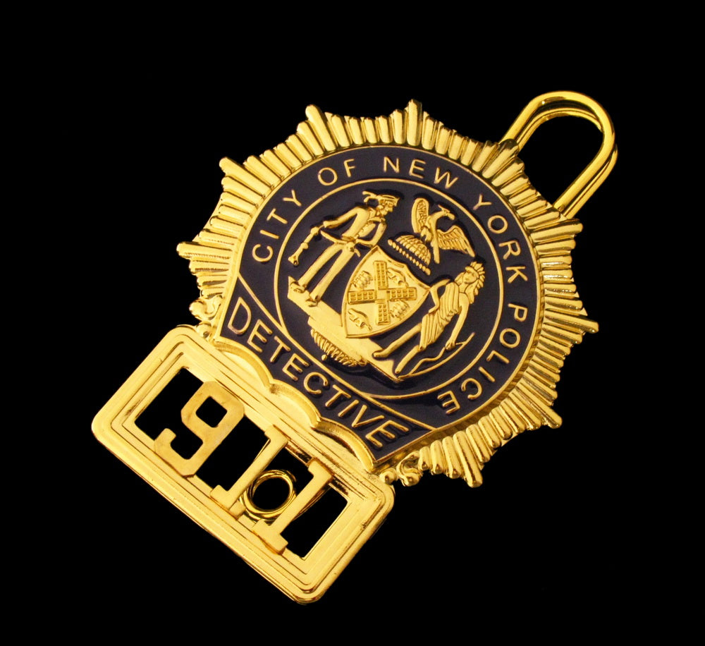 NYPD New York Police Detective Badge Solid Copper Replica Movie Props With No.911